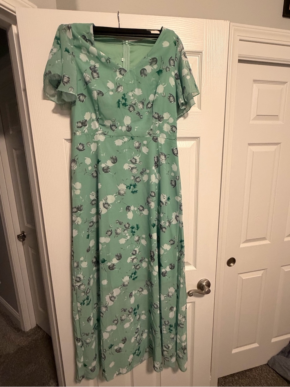 Mint Green Floral Midi Dress